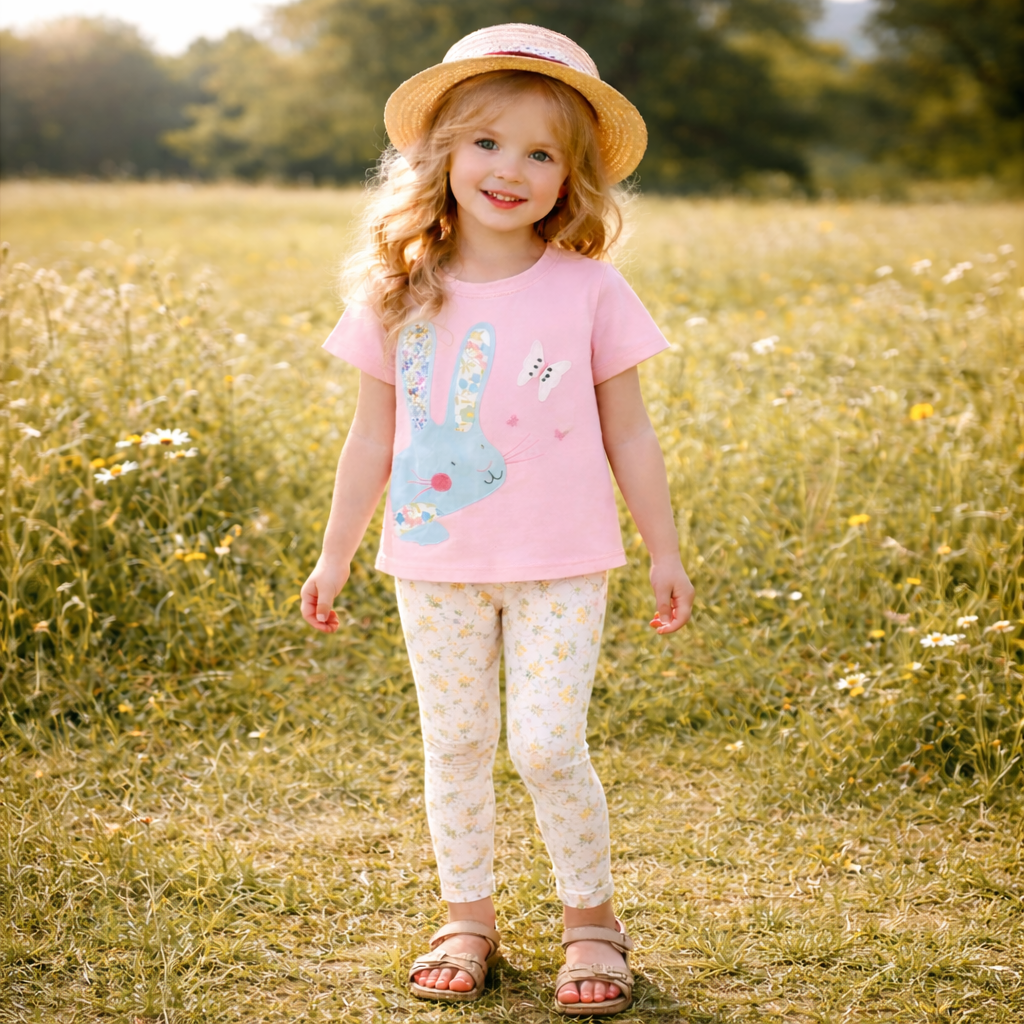 Girls Cotton Rabbit – Soft Summer Outfit (4–7Y)