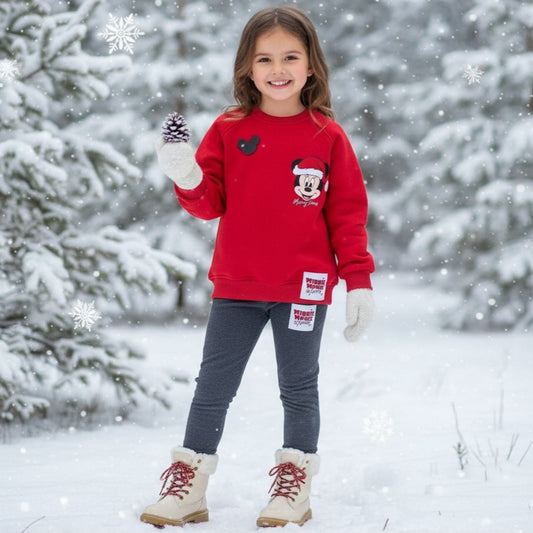Warm Christmas Minnie Mouse Outfit Fleece 3-6y