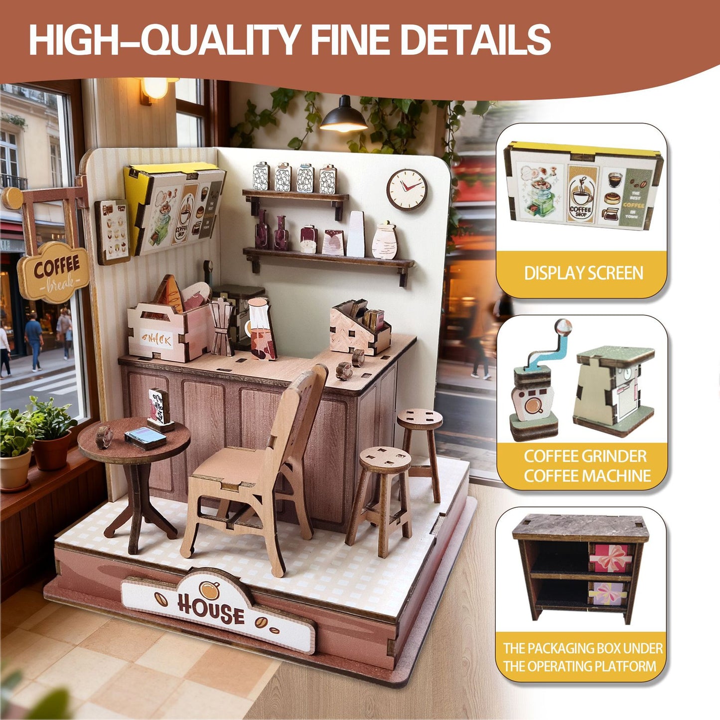 Wooden Coffee House Miniature Puzzle – 105 Pieces
