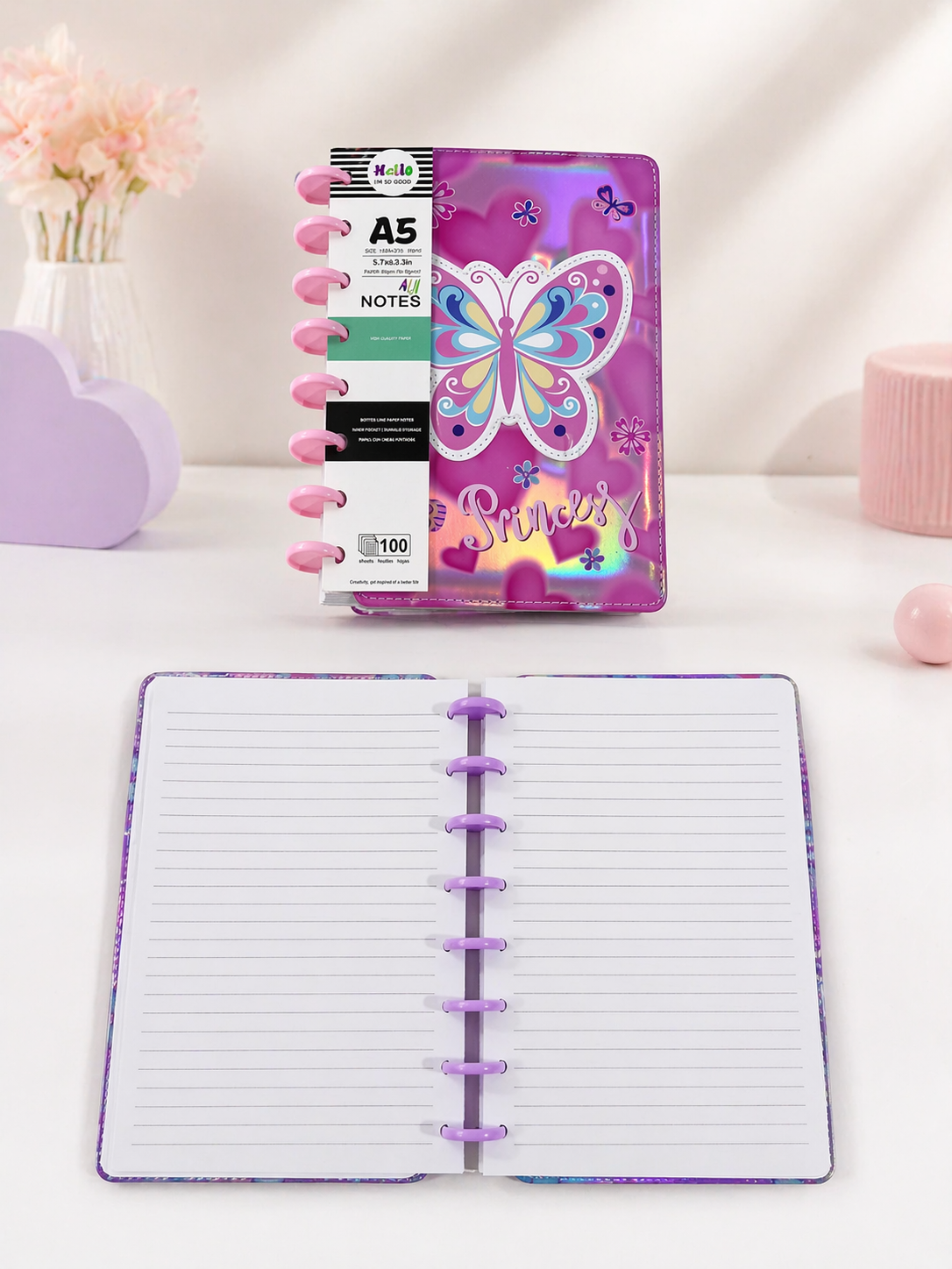 Butterfly Princess Disc Bound Notebook A5