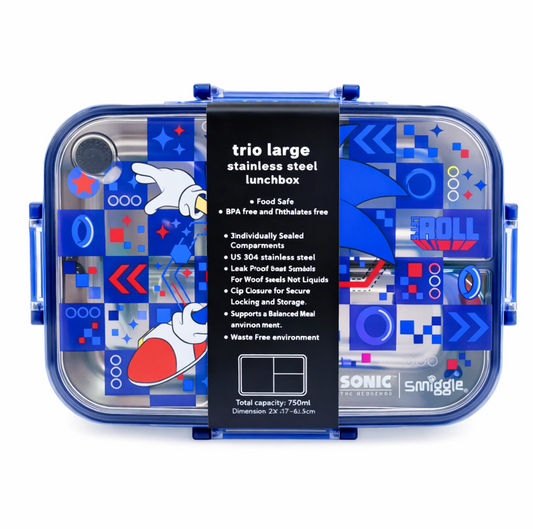 🧊Smiggle Sonic Lunch Box | Stainless Steel | 23x17x6.5cm
