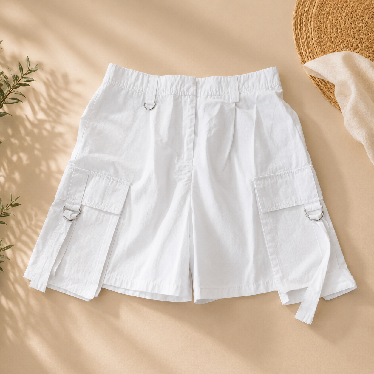 Bershka White Cargo Shorts for Women | Size M