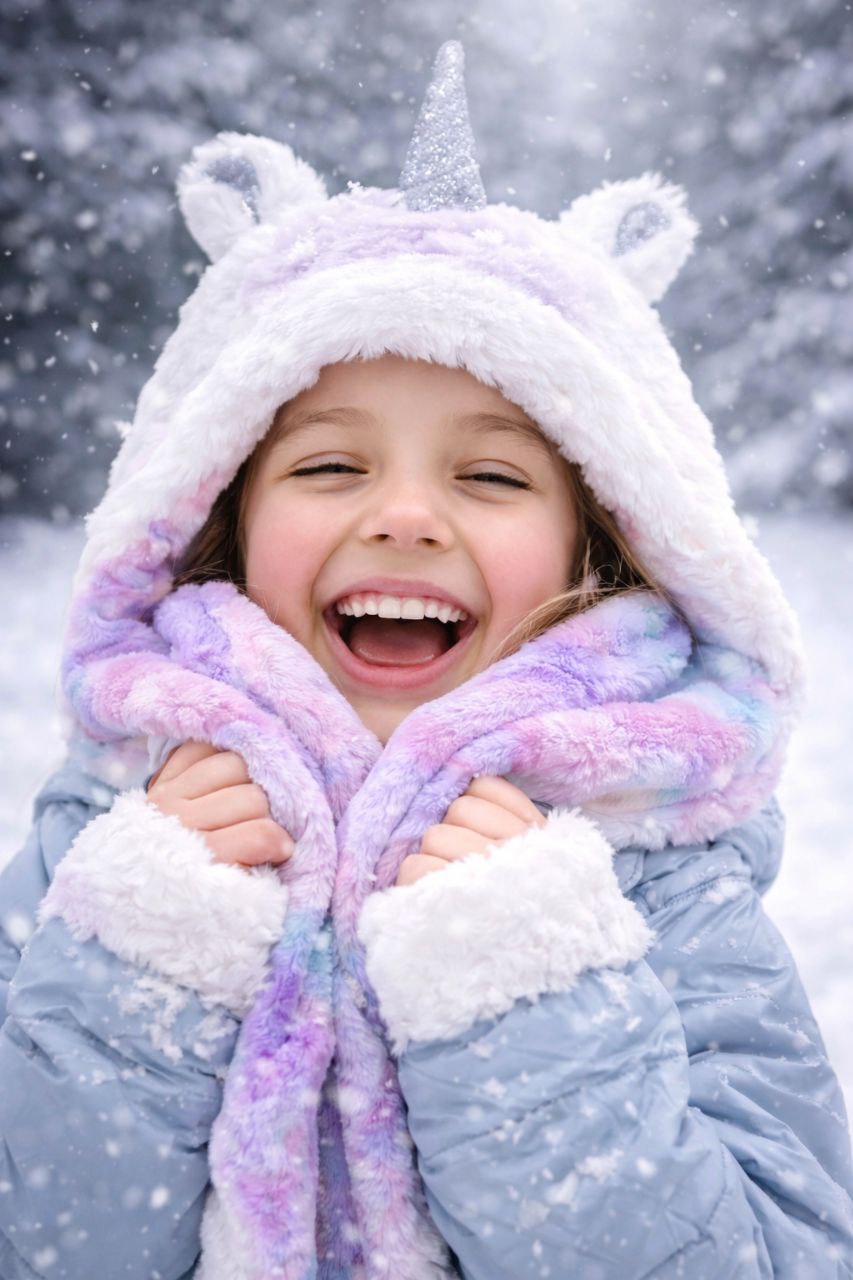 Warm Winter Hat Colorful Purple Unicorn