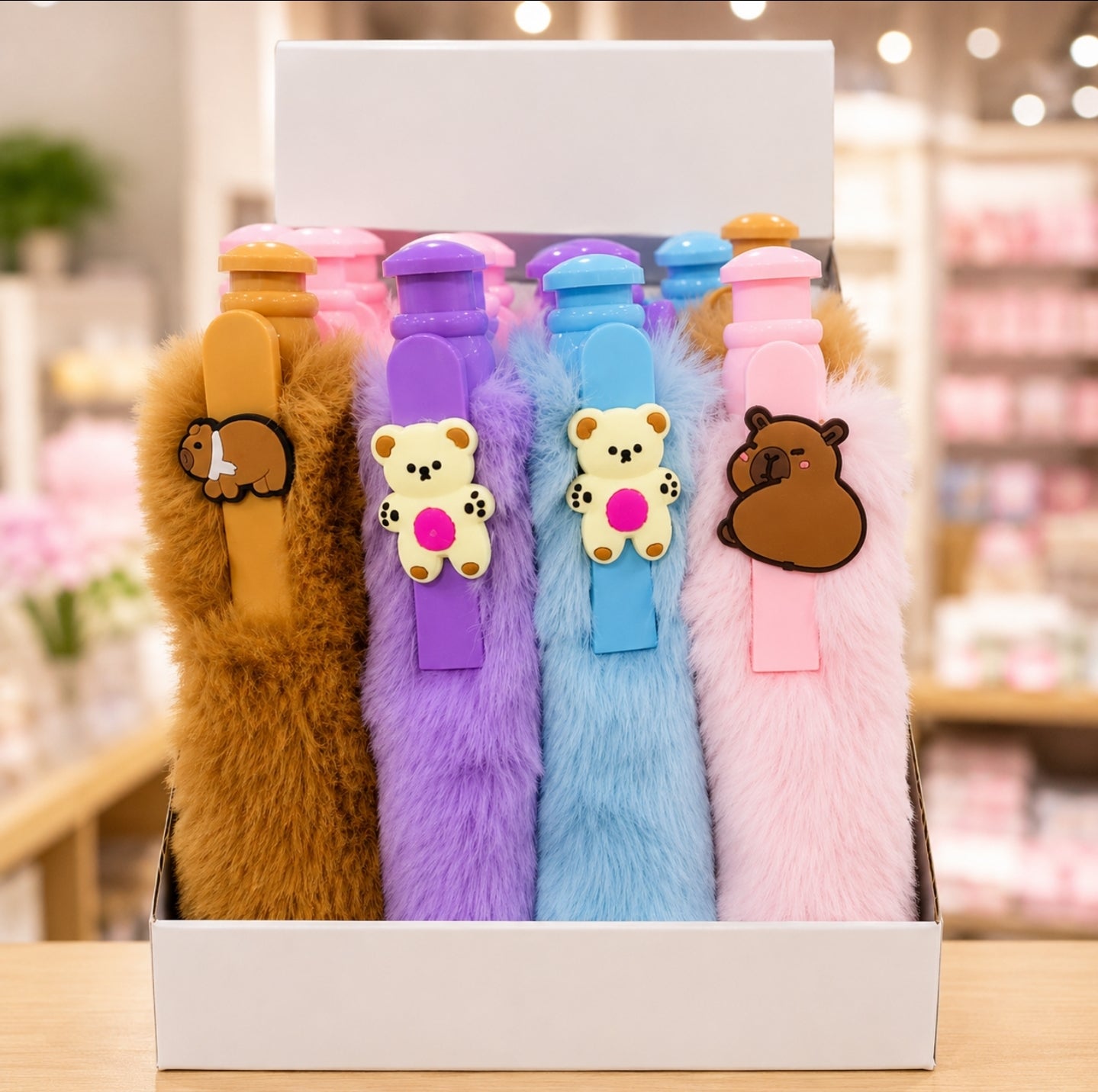 Fluffy Bear Pens – Assorted Pastel Colors
