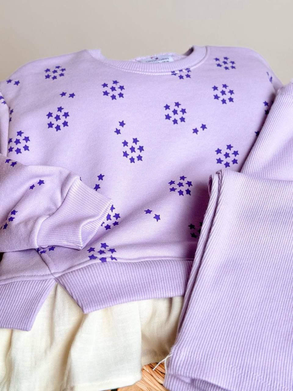 Outfit Lilac Cotton Little Stars Design Size 2-8y