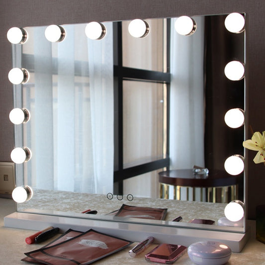 LED Makeup Mirror With Light Bulbs USB Charger 15 LEDS