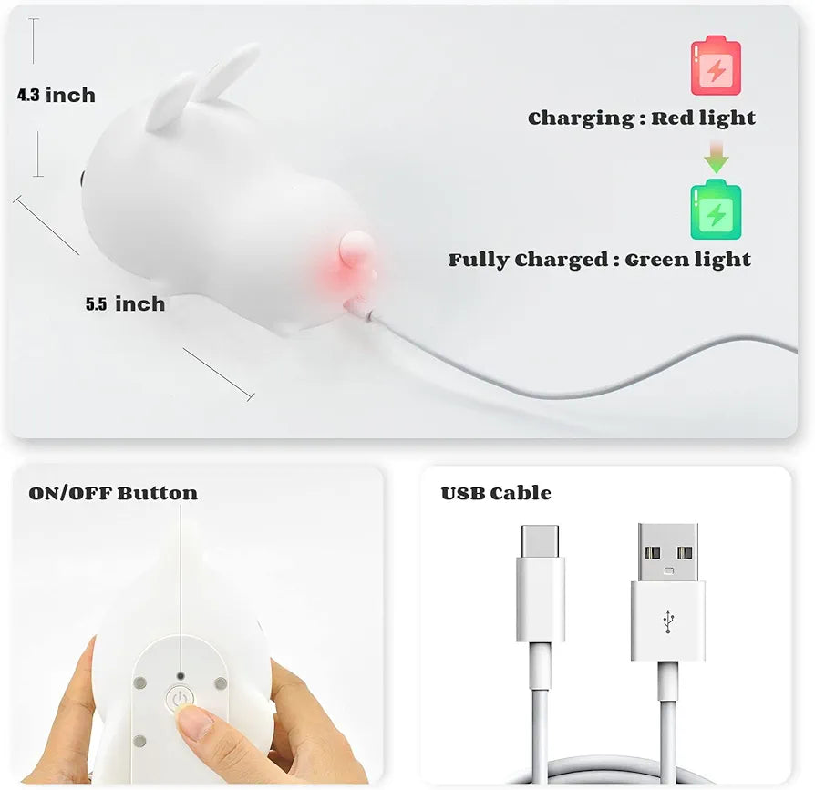 Lovely Bunny Silicone Night Light - Usb Rechargeable | 3+