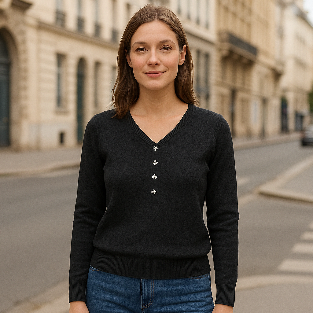 Black Top Long Sleeve With Design One Size