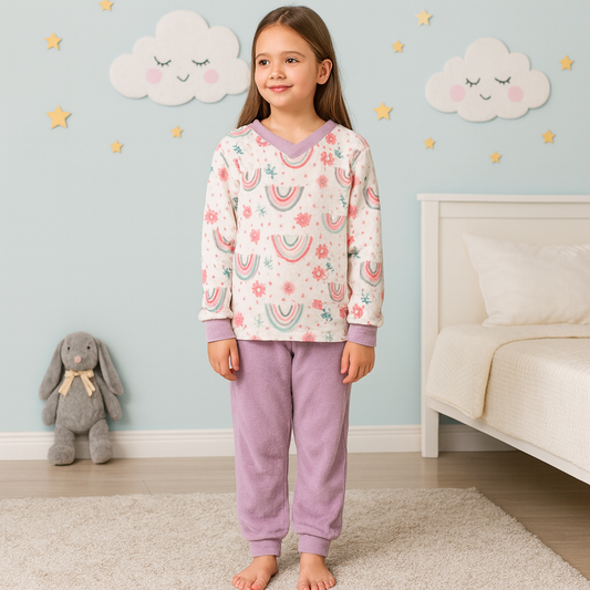 Warm Winter Pijama Rainbow Design Size 6-16y