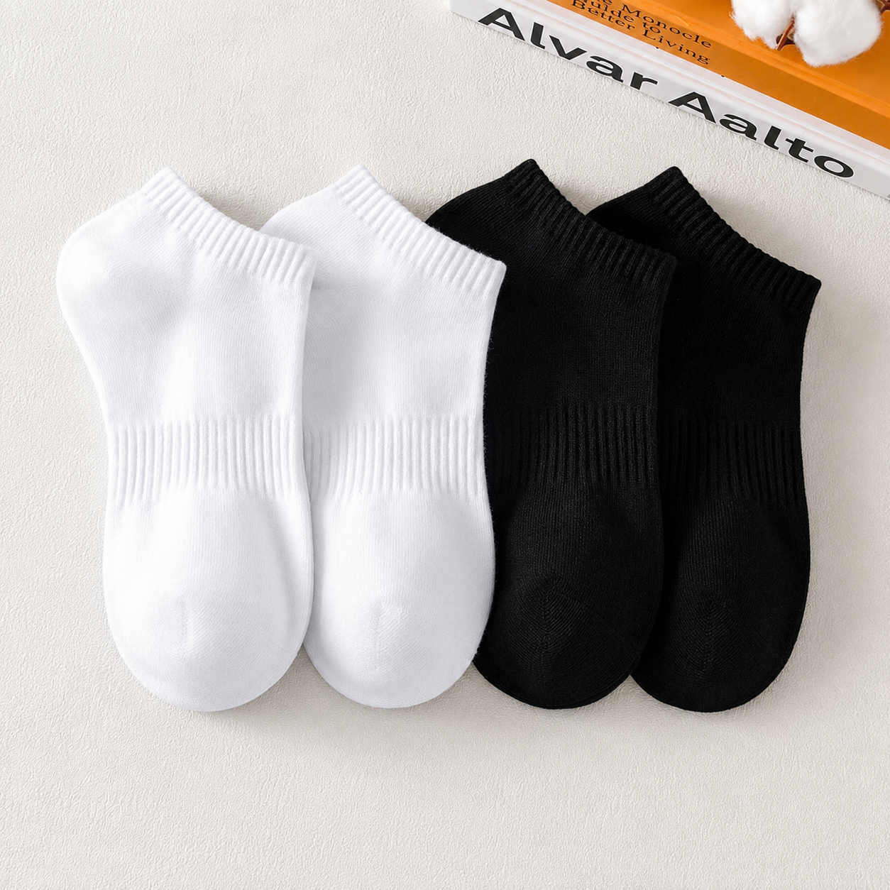 Cotton Ankle Socks 1 pair – Black & White | Size 36–41