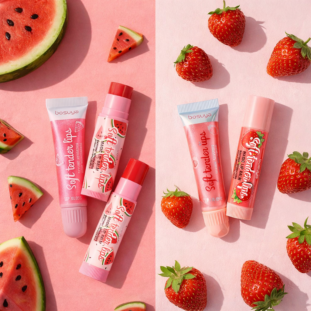 Soft Tender Lips | Lip Gloss + Lip Balm | Fruits Flavors