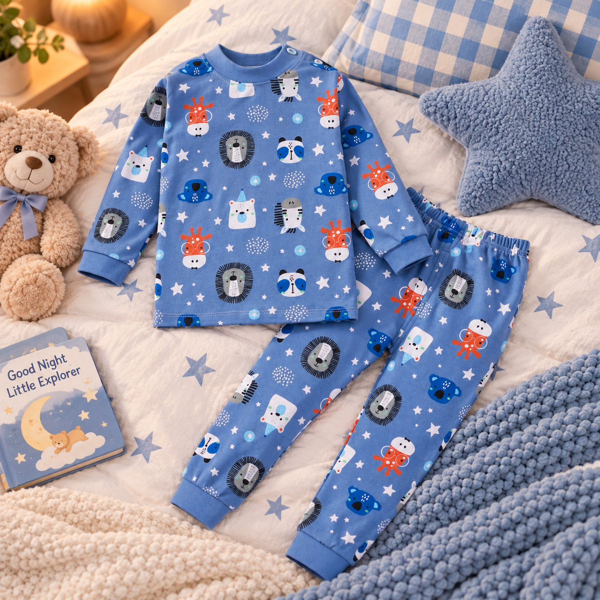 Kids’ Cotton 100% Animals Pajama Set | 0–8Y