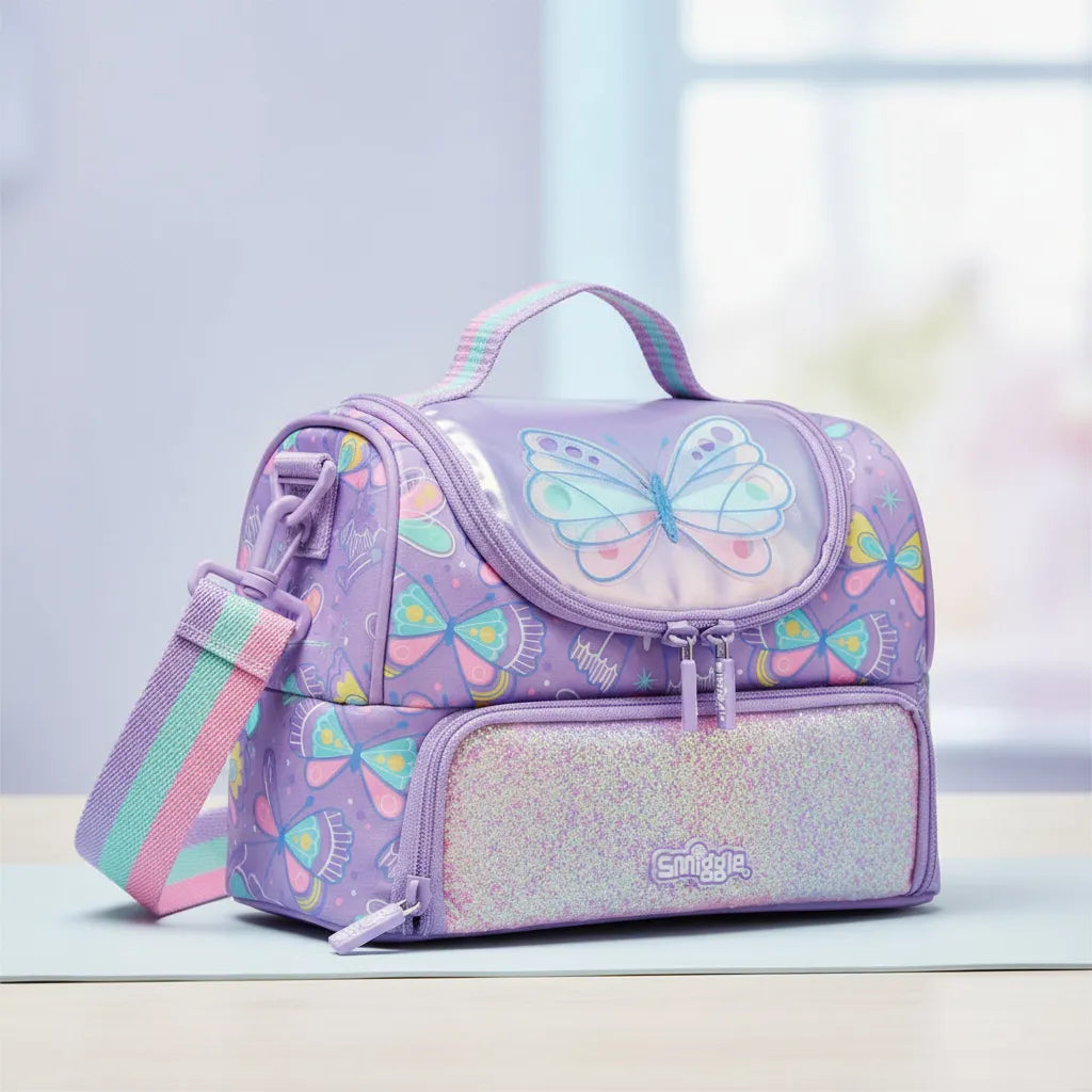 Smiggle Lunch Bag | Shoulder Straps | Butterfly | 24×18×16.5cm