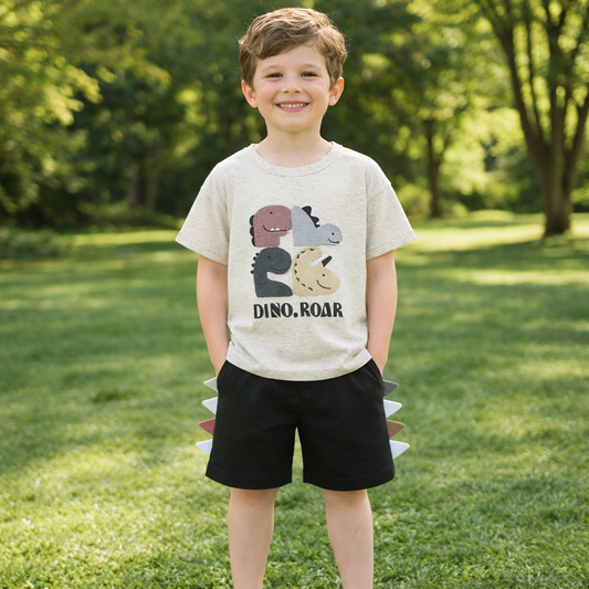 Boys Cotton Dinosaur – Soft Summer Outfit (2–8Y)