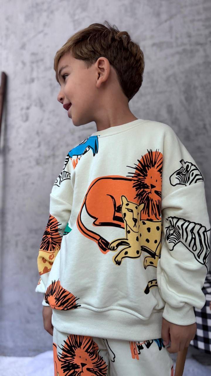 Outfit Cotton Animals Design Size 2-8y