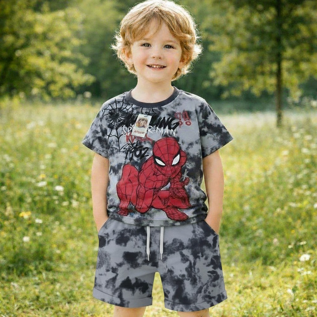 Boys Cotton Spiderman – Soft Summer Outfit (3–8Y)