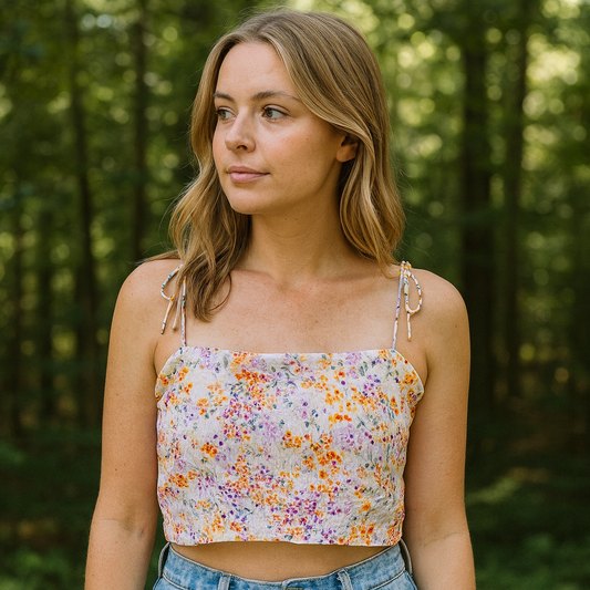 Crop For Women Floral Design Brand:H&M Size M
