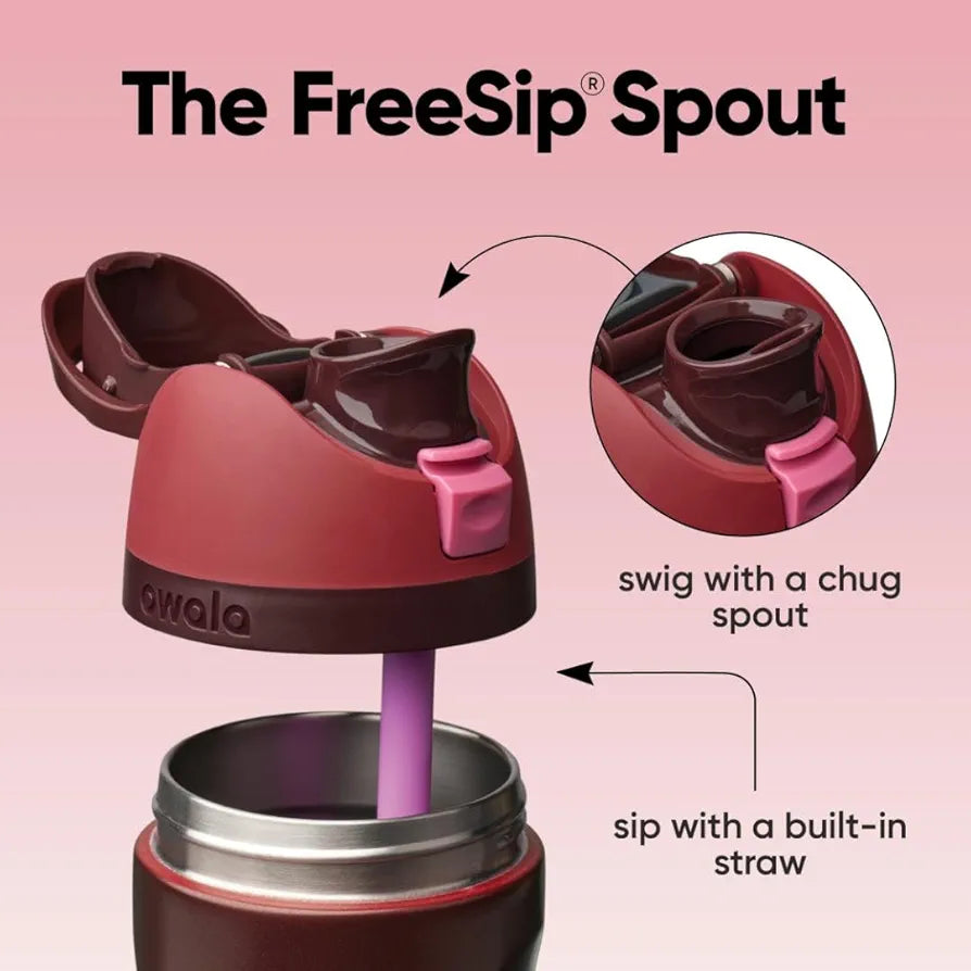 Owala Bottle Stainless Steel - FreeSip | Leak-proof | Black Cherry ( Wine ) | 710-950ml