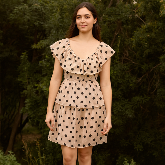 Dress For Women Ruffle Dots Design Brand:YAS Size M