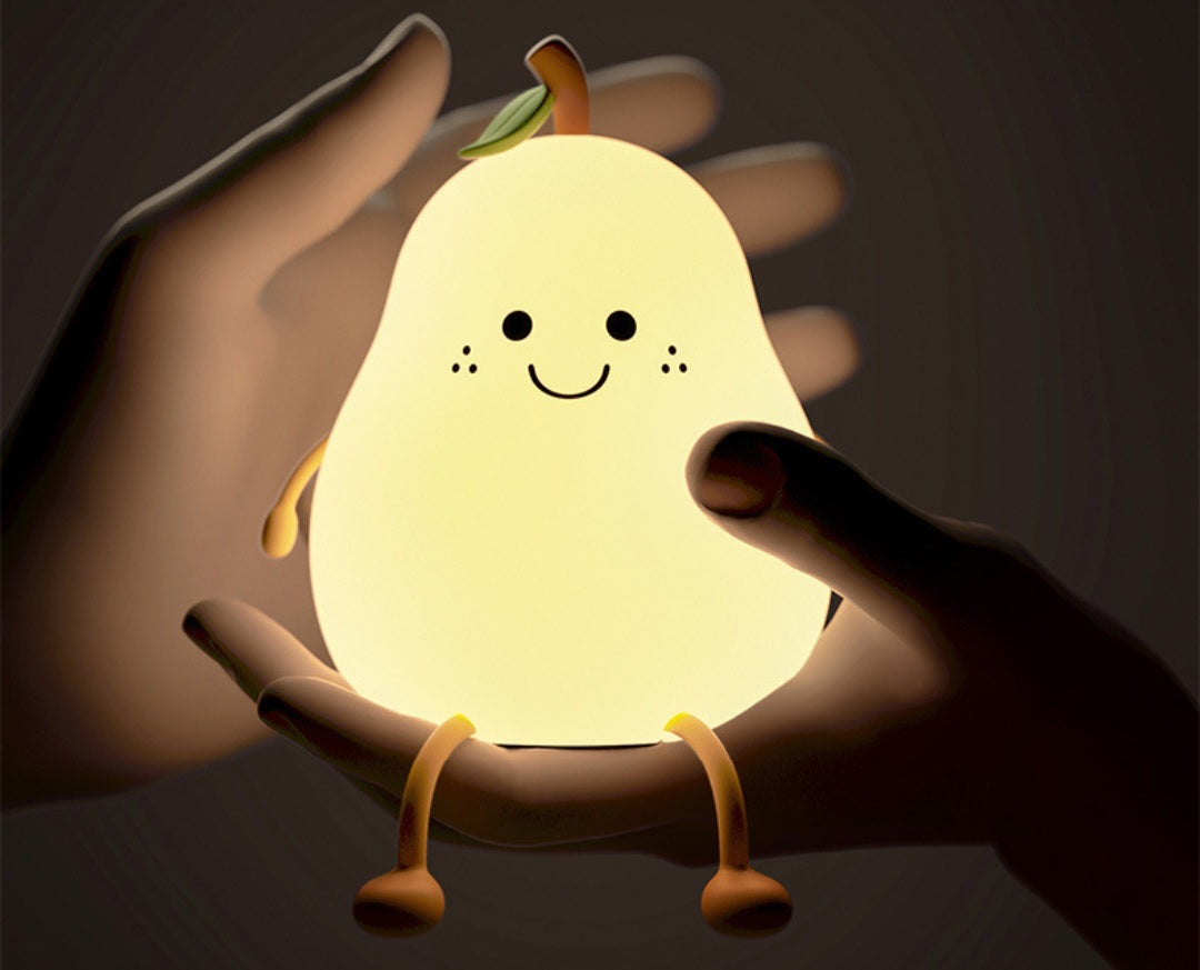 Cute Pear Night Light Silicone Rechargeable Colorful LED | 3+