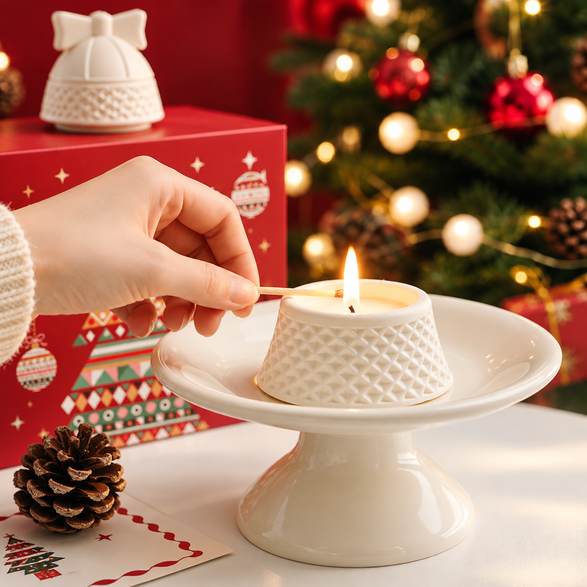Christmas Scented Candle & Aroma Gift Set – 3 Pieces
