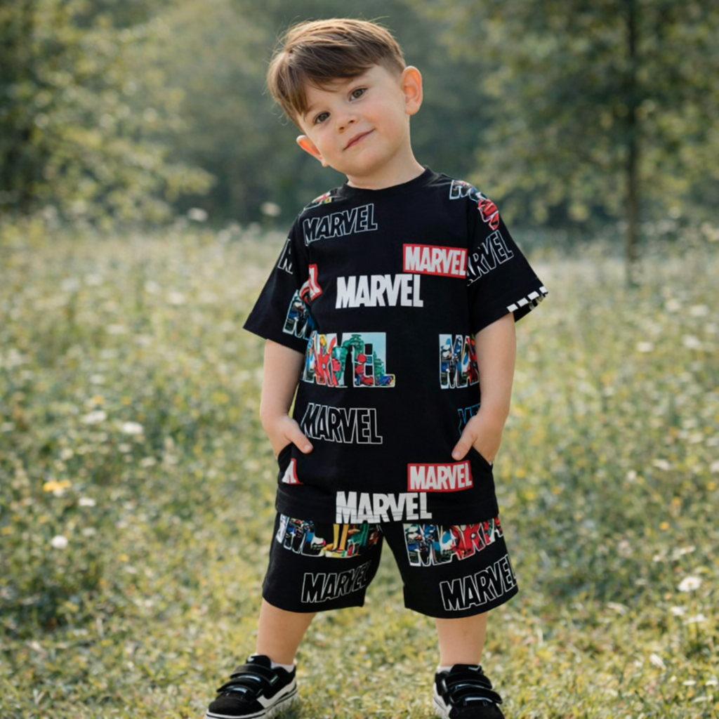 Boys Cotton Marvel – Soft Summer Outfit (3–4Y)