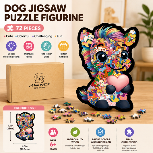 Cute Dog Wooden Puzzle – 72 Pieces | Colorful Animal Jigsaw Puzzle | 26004