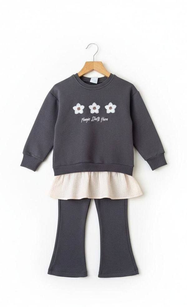 Outfit Cotton Flower Design Set Of 2 Pcs Size 2-8y