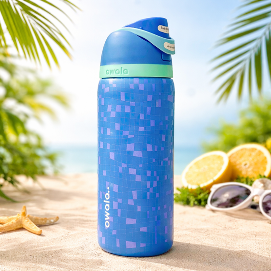 Owala Bottle Stainless Steel Free Sip Leak-proof Blue With Purple Squares 710-950ml