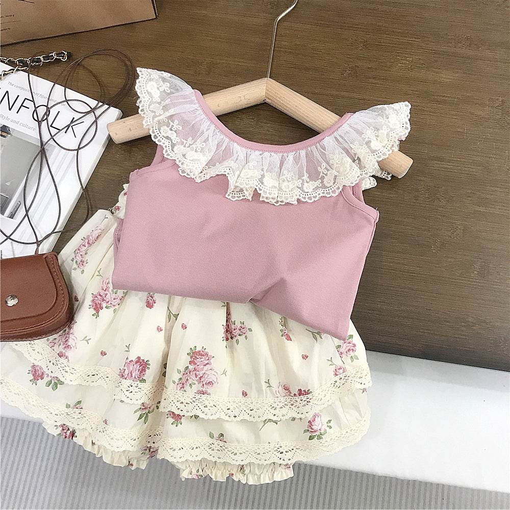 Girls Cotton flowers  Set – Soft Summer Outfit (9-10Y)