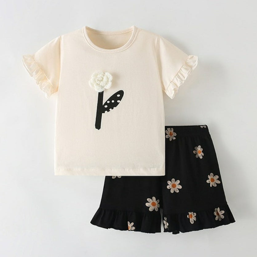 Outfit For Girls Floral Design Set Of 2 Pcs Size 2-10y
