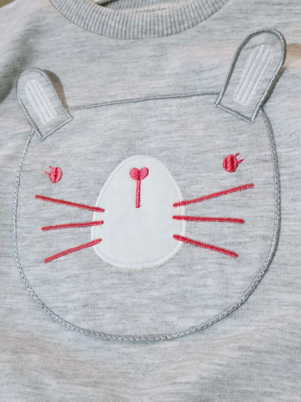 Grey Set For Girls Cat Pocket Design Size 1-4y