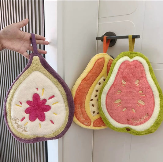 Cute Fruit Chenille Hanging Hand Towel – 25 × 19 cm