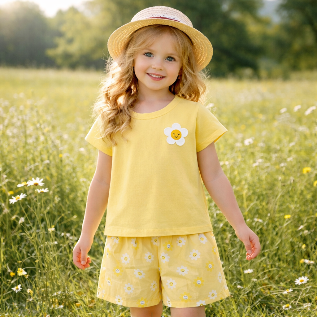 Girls Cotton Flowers – Soft Summer Outfit (4–12Y)