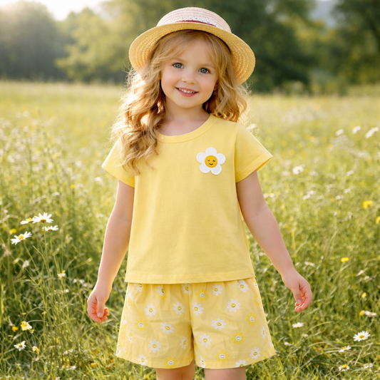 Girls Cotton Flowers – Soft Summer Outfit (4–12Y)