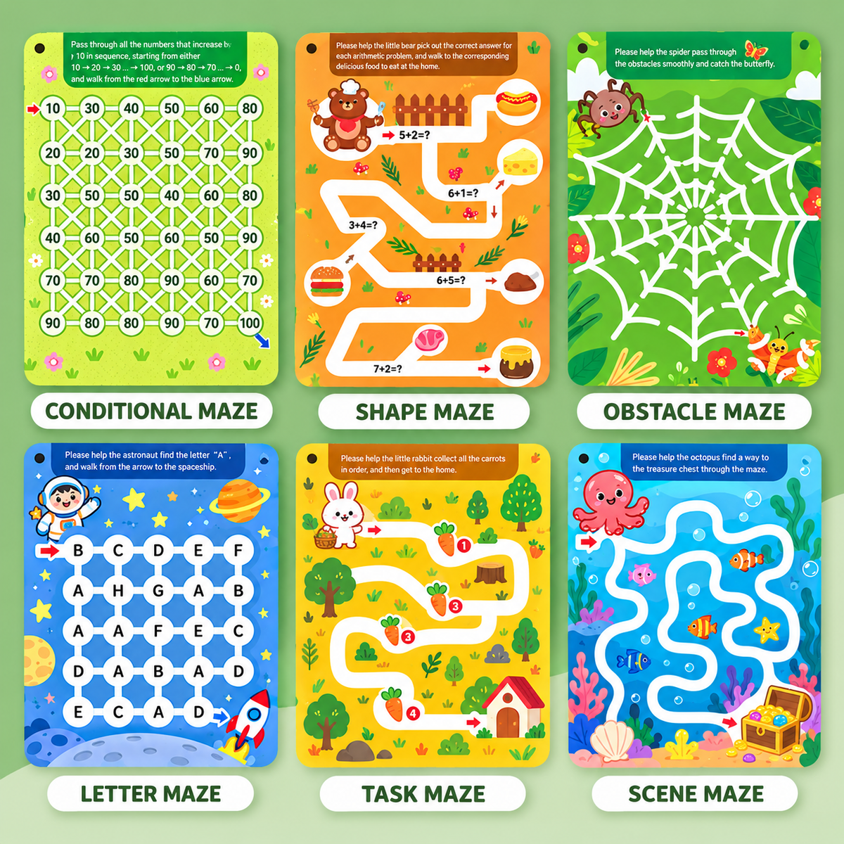 Wipe-Clean Maze Cards for Kids | 3+
