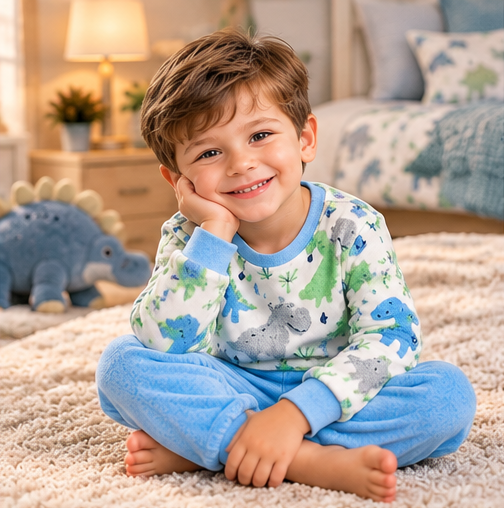 Kids’ Warm Winter Dinosaur Pajama Set | 6-16Y