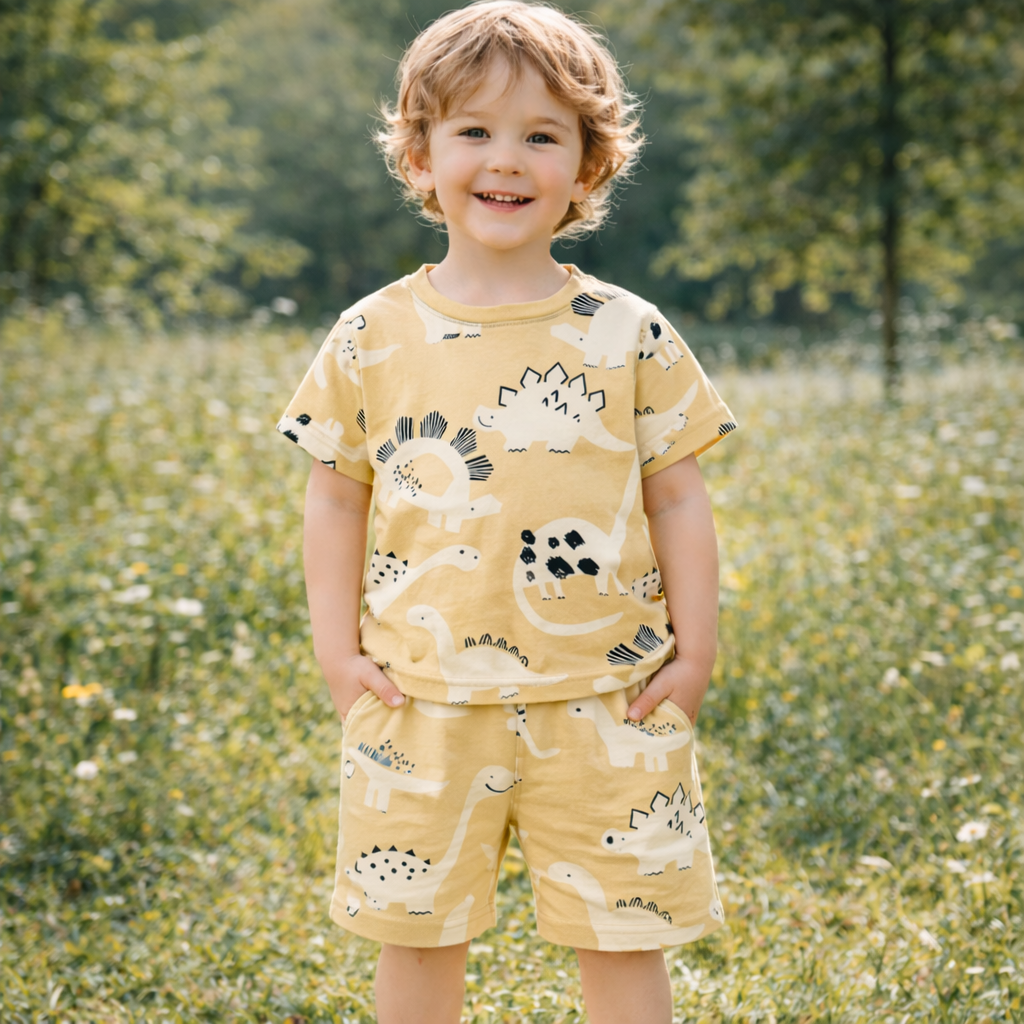 Boys Cotton Dinosaur – Soft Summer Outfit (4–8Y)