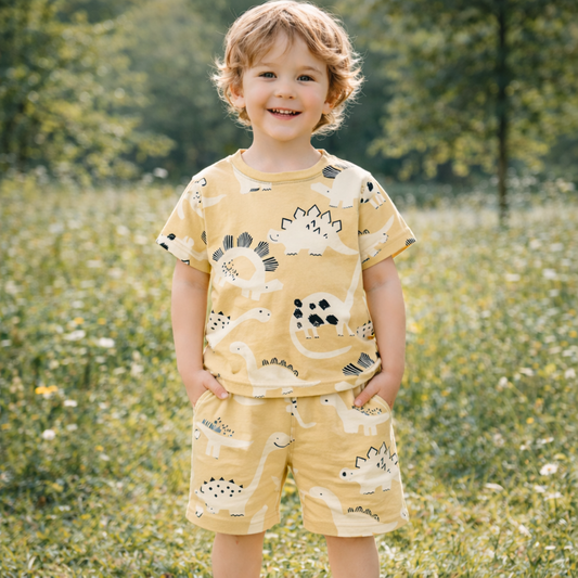Boys Cotton Dinosaur – Soft Summer Outfit (4–8Y)