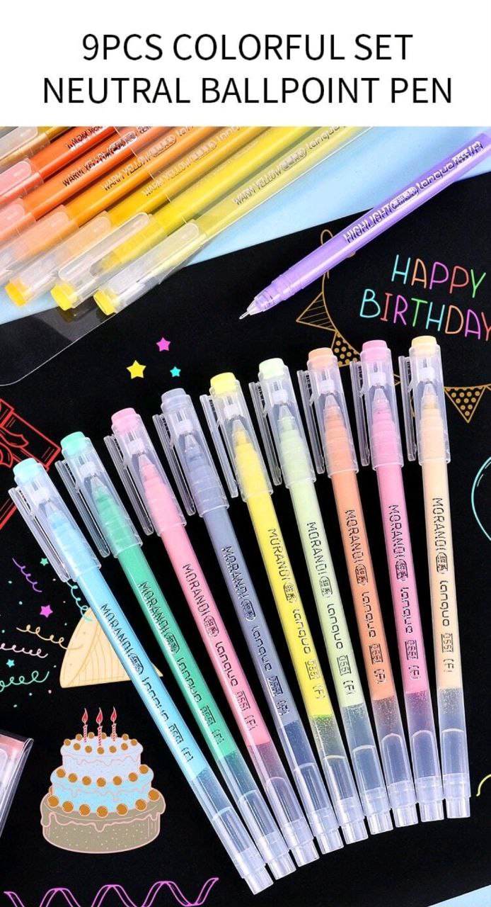 Morandi Metal gloss Pen Pack Of 9 Pcs 0.5mm