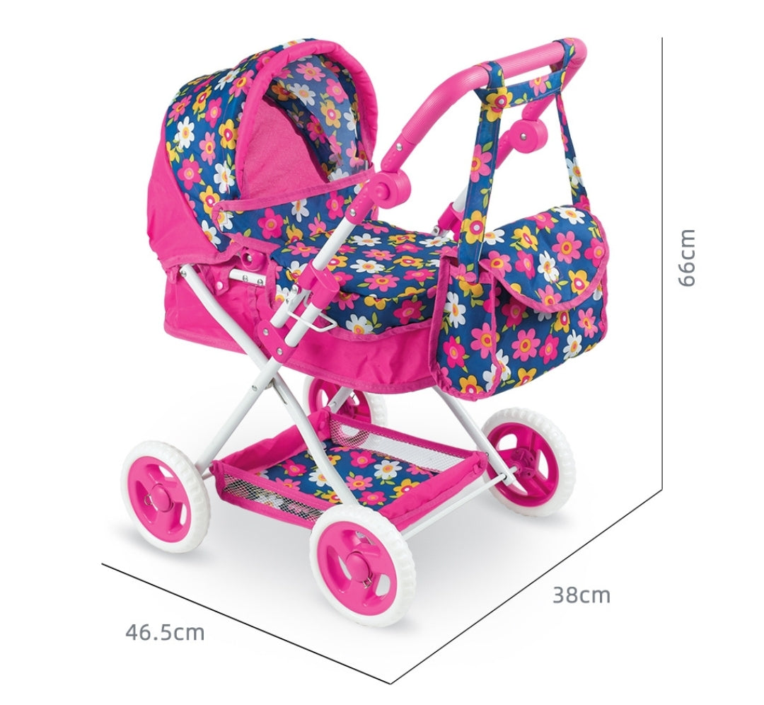 Baby Doll Stroller with Doll Carriage Bags Set Girls Birthday Gift