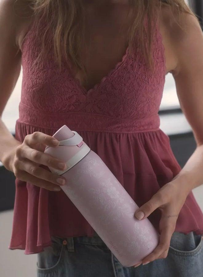 Owala Bottle Stainless Steel Free Sip Leak-proof Pink With White Flower 710-950ml