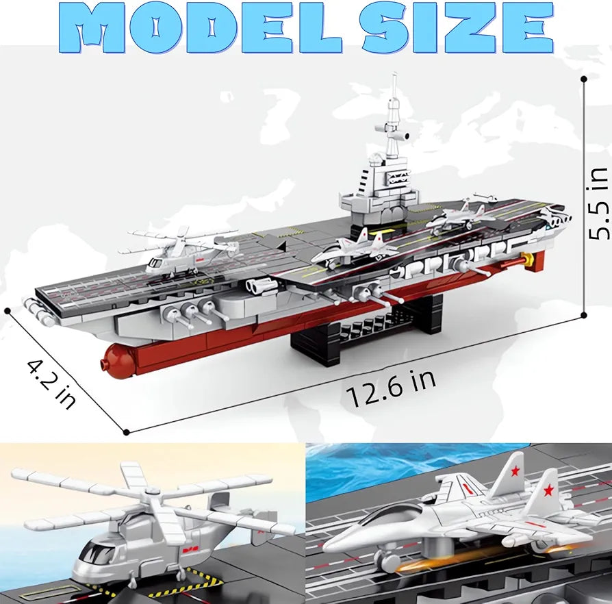Military Warship Aircraft Carrier Building Block Set |6+