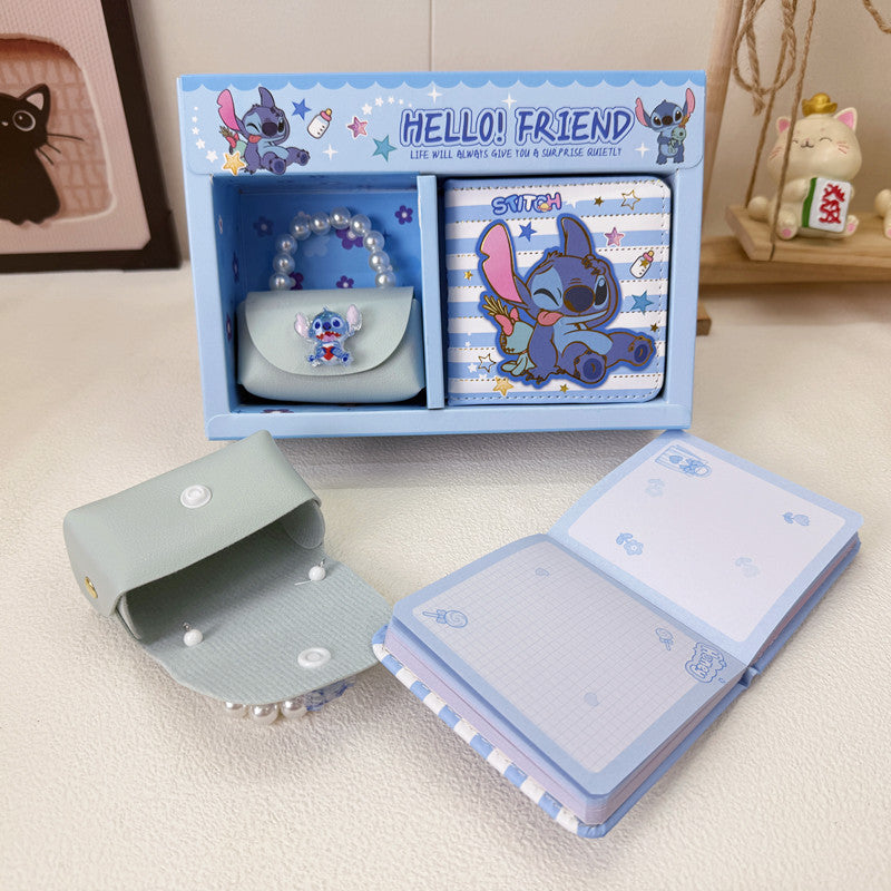 Girls Gift Set – Mini Pearl Handbag & Notebook | Stitch-Hello Kitty | 5+