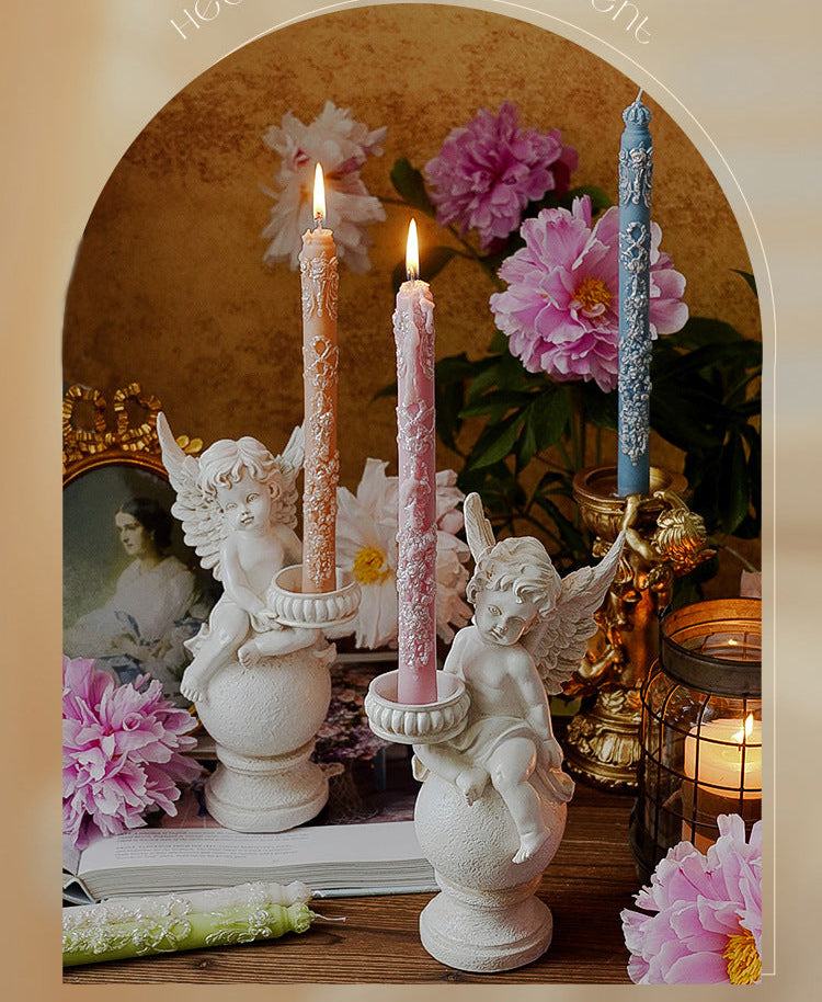 Elegant Floral Taper Candle | 2 Colors