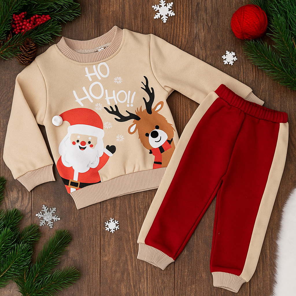 Christmas Warm Outfit With Fleece Age 1-4y