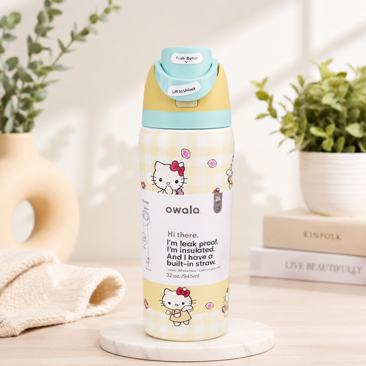 Owala Bottle stainless Steel Leak-Proof Free Sip - Yellow Hello Kitty | 710-950ml