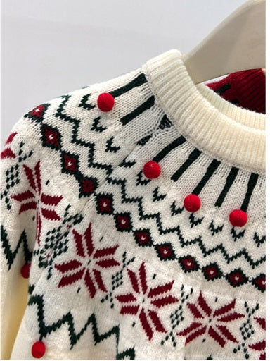 Nordic Christmas Pom-Pom Sweater / S–XL