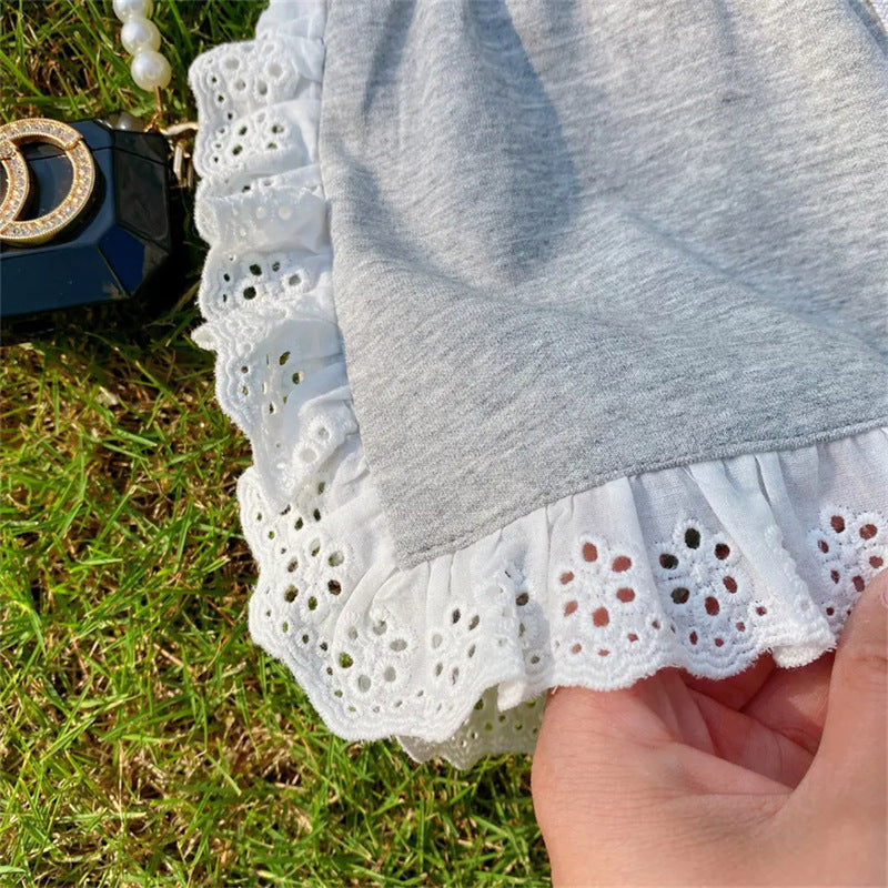 Girls Elegant Summer Lace Trim Set | Size 2-8y