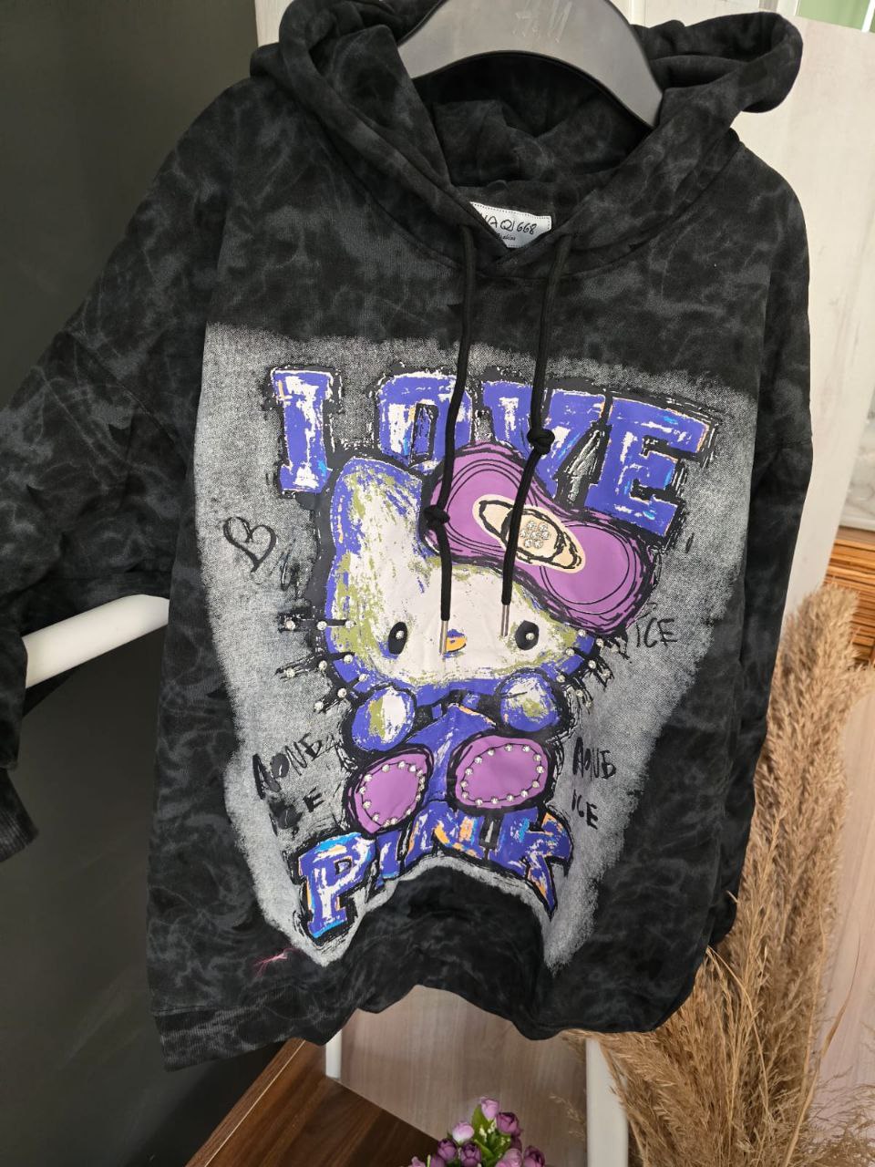 Hoodies Oversized For Kids Hello Kitty & Minnie/Mickey Mouse Design